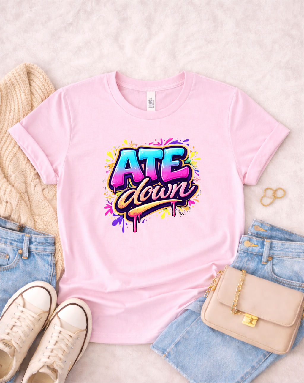 ATE Down Graffiti T-Shirt — Bold Statement Tee