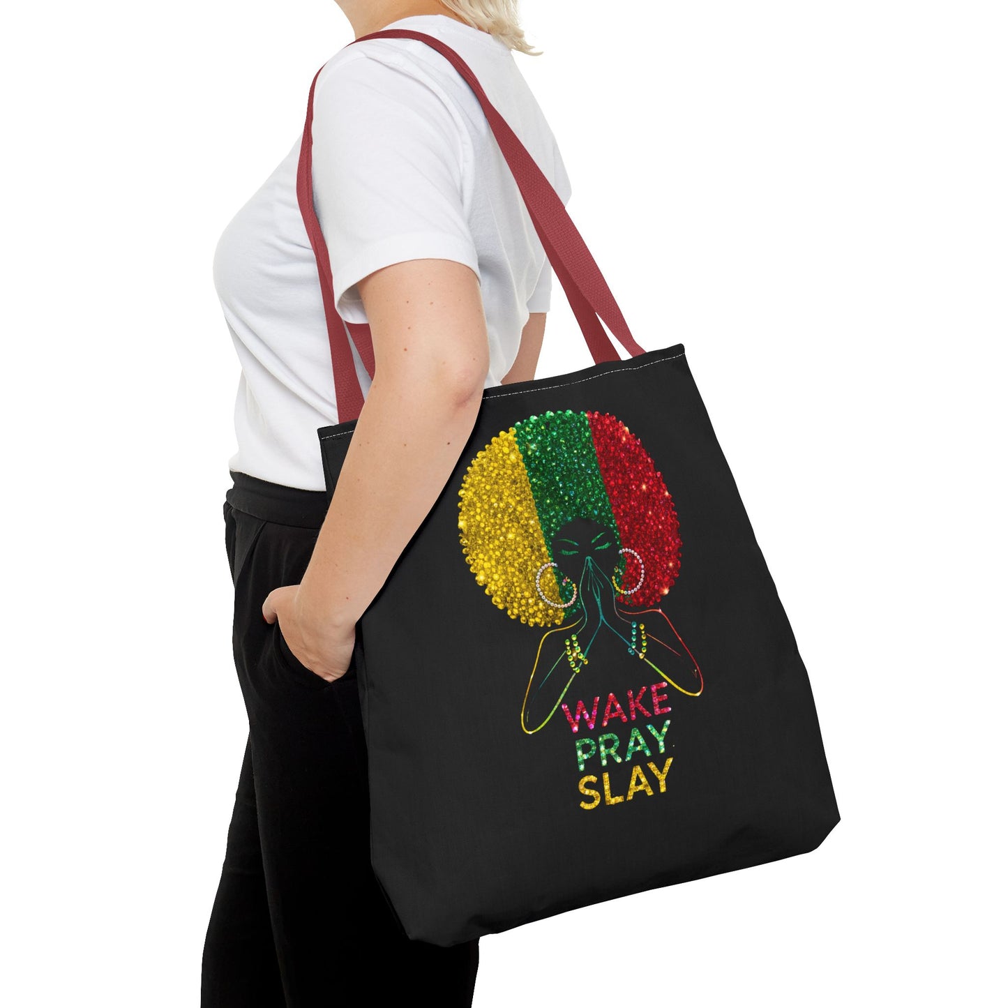 Wake Pray Slay Tote Bag | Inspirational Black Girl Tote | Motivational Tote Bag | Spiritual Everyday Carryall