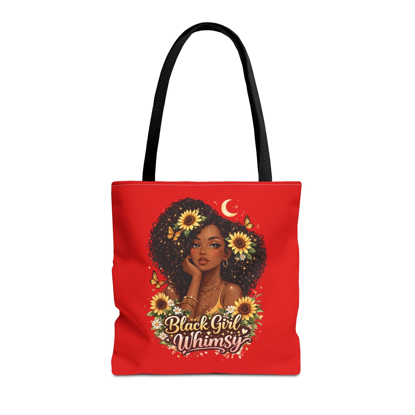 Black Girl Whimsy Tote Bag | Soft Girl Aesthetic Carryall | Cute Magical Graphic Tote for Women