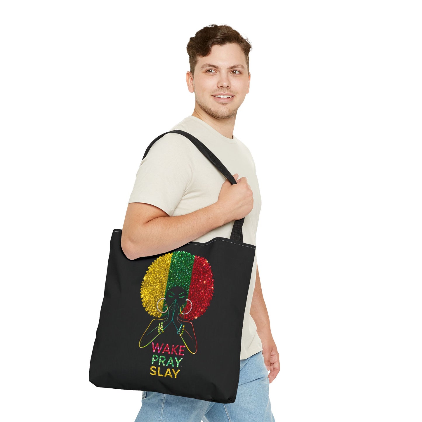 Wake Pray Slay Tote Bag | Inspirational Black Girl Tote | Motivational Tote Bag | Spiritual Everyday Carryall