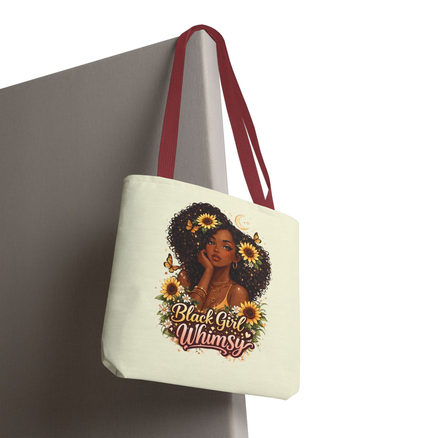 Black Girl Whimsy Tote Bag | Soft Girl Aesthetic Carryall | Cute Magical Graphic Tote for Women