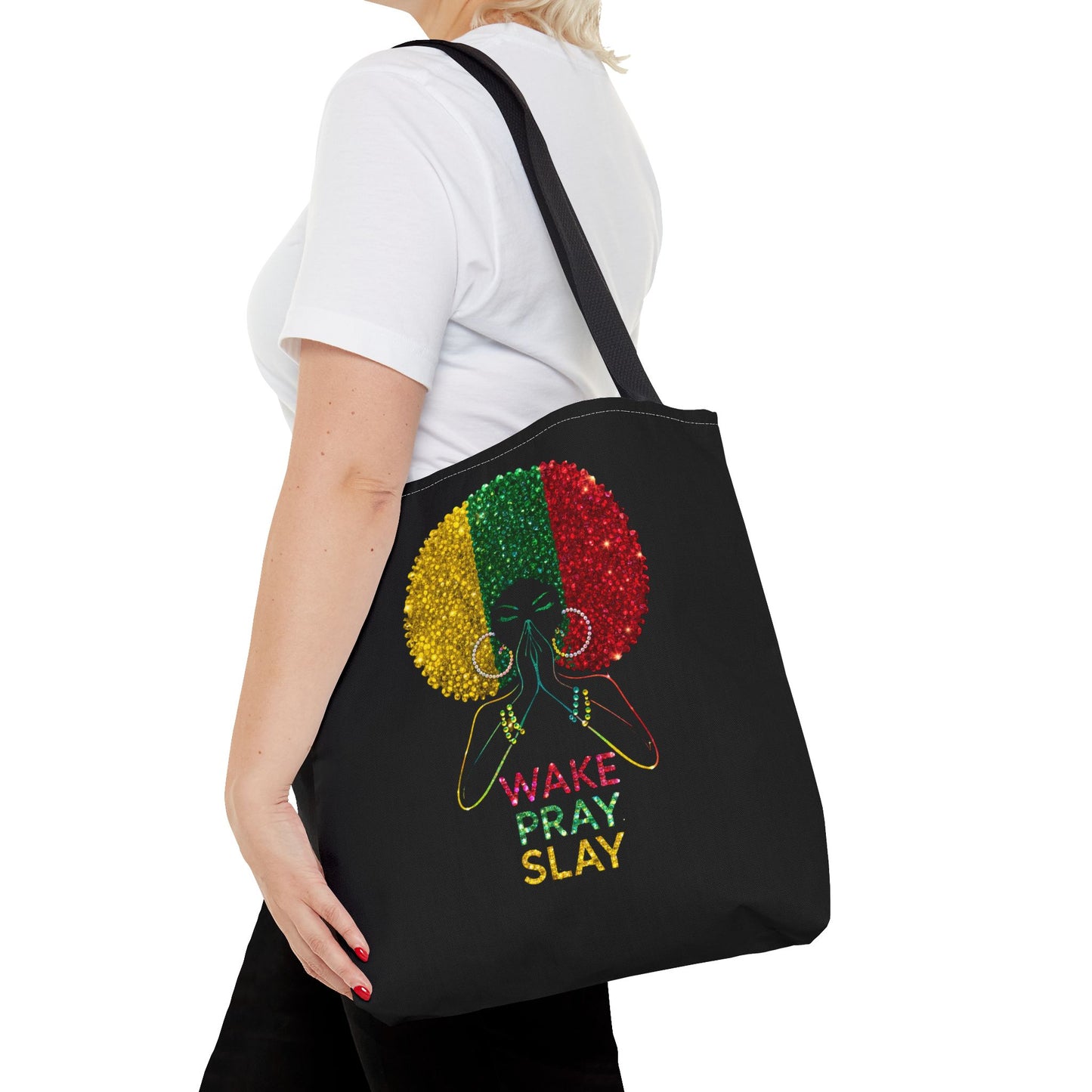 Wake Pray Slay Tote Bag | Inspirational Black Girl Tote | Motivational Tote Bag | Spiritual Everyday Carryall
