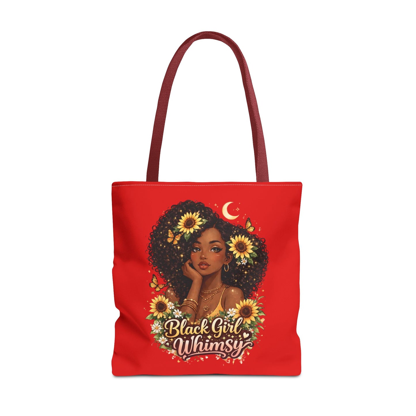 Black Girl Whimsy Tote Bag | Soft Girl Aesthetic Carryall | Cute Magical Graphic Tote for Women