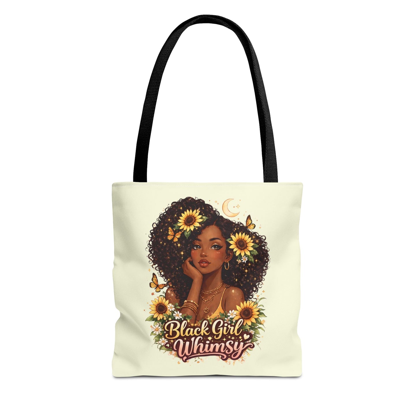 Black Girl Whimsy Tote Bag | Soft Girl Aesthetic Carryall | Cute Magical Graphic Tote for Women
