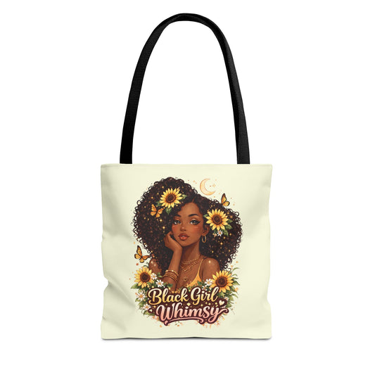 Black Girl Whimsy Tote Bag | Soft Girl Aesthetic Carryall | Cute Magical Graphic Tote for Women