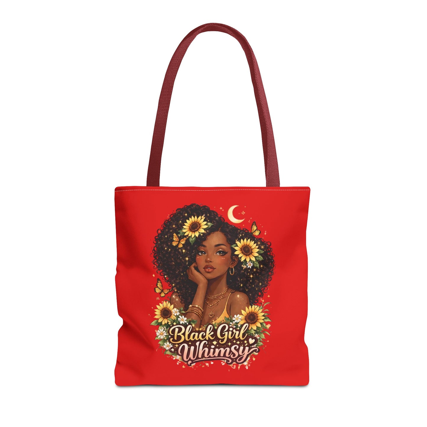 Black Girl Whimsy Tote Bag | Soft Girl Aesthetic Carryall | Cute Magical Graphic Tote for Women