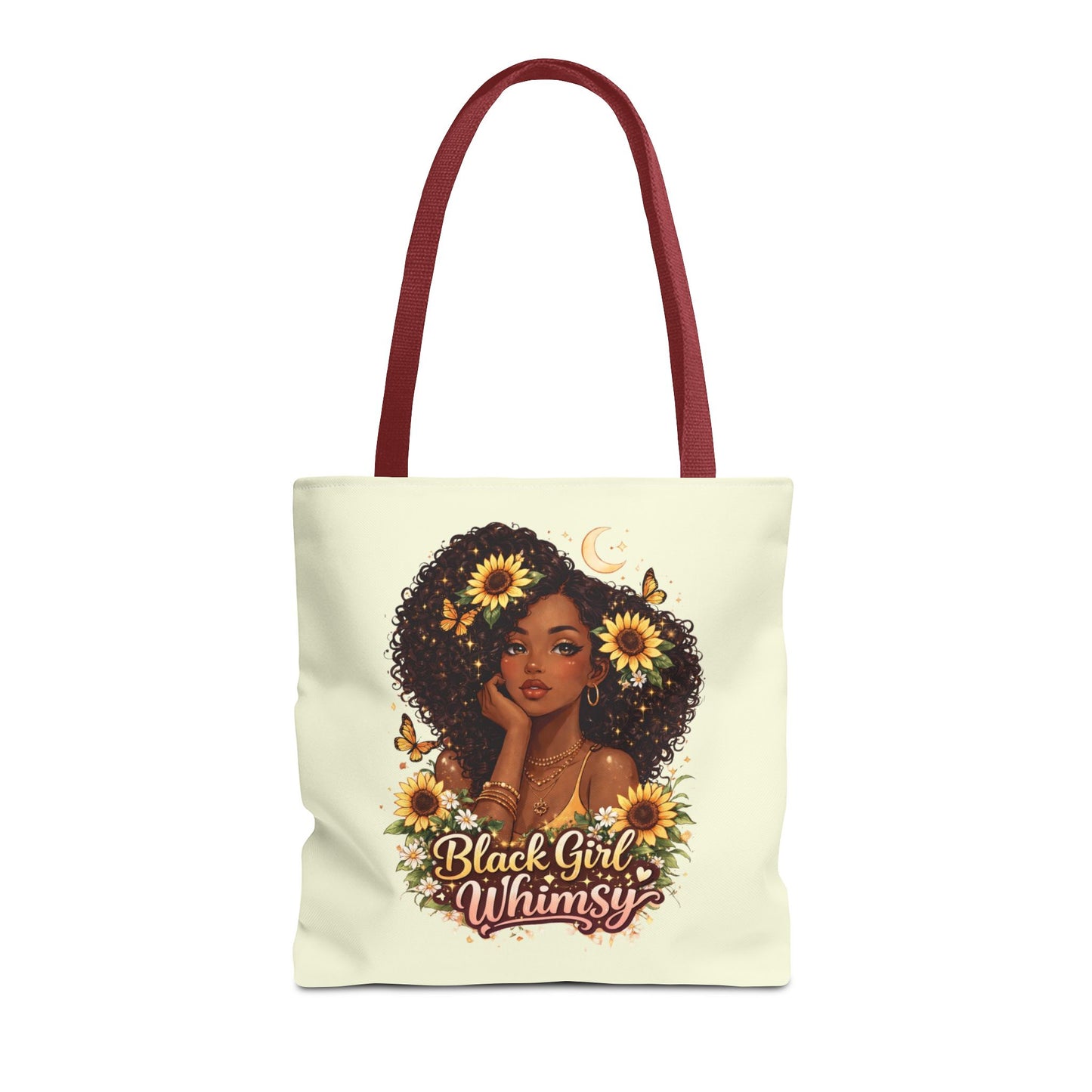 Black Girl Whimsy Tote Bag | Soft Girl Aesthetic Carryall | Cute Magical Graphic Tote for Women