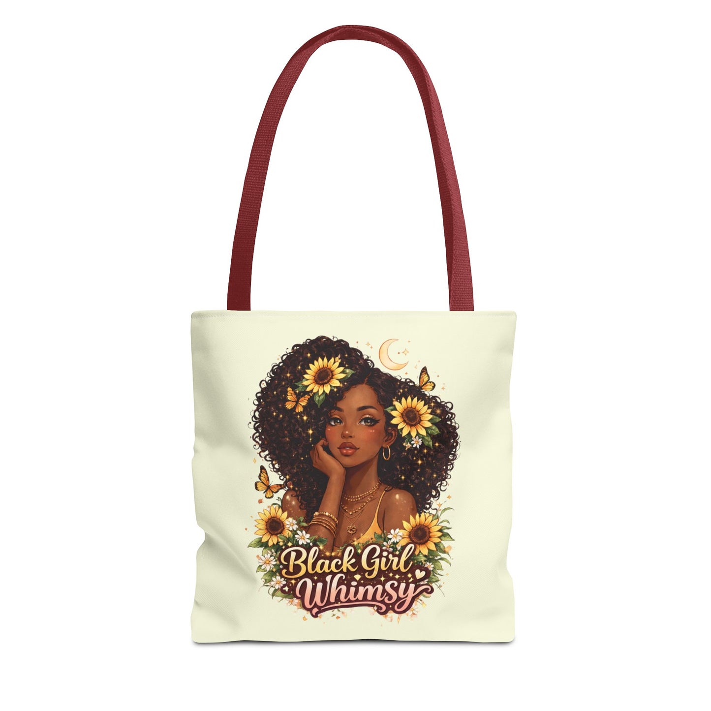 Black Girl Whimsy Tote Bag | Soft Girl Aesthetic Carryall | Cute Magical Graphic Tote for Women