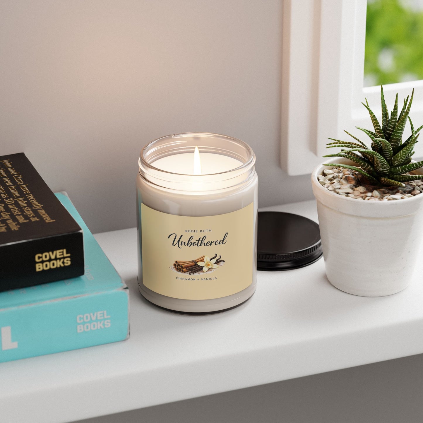 Unbothered Candle | Cinnamon + Vanilla Scented Soy Candle | Relaxing Luxe Candle | Cozy Home Decor Gift