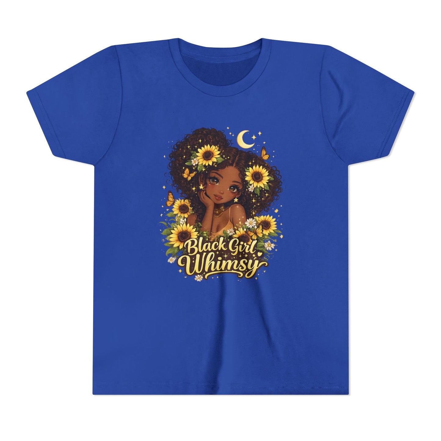 Youth Tee — "Black Girl Whimsy" Sunflower Graphic Kids T-Shirt