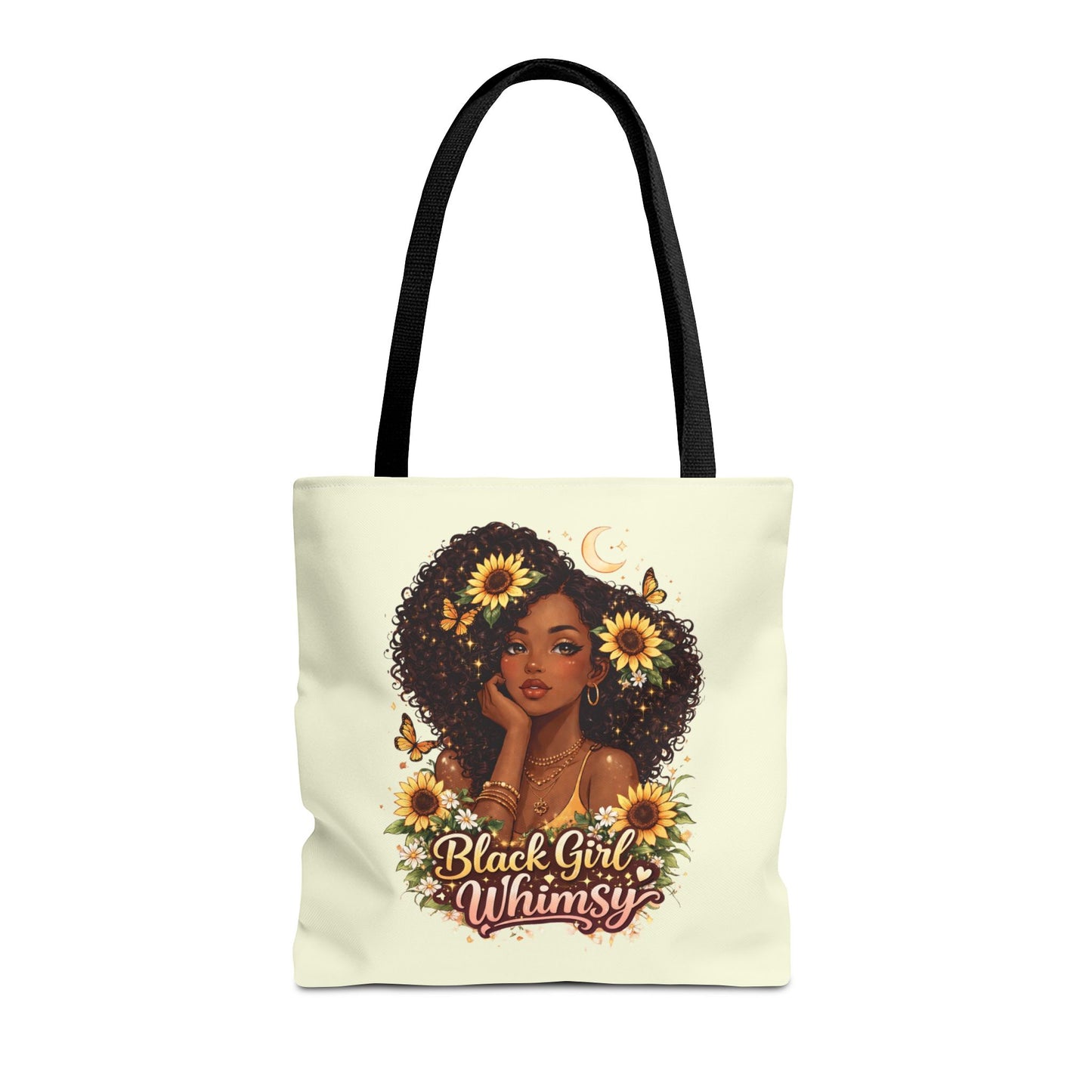Black Girl Whimsy Tote Bag | Soft Girl Aesthetic Carryall | Cute Magical Graphic Tote for Women