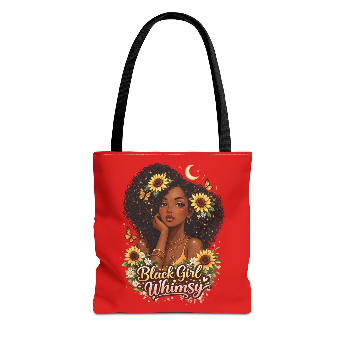 Black Girl Whimsy Tote Bag | Soft Girl Aesthetic Carryall | Cute Magical Graphic Tote for Women