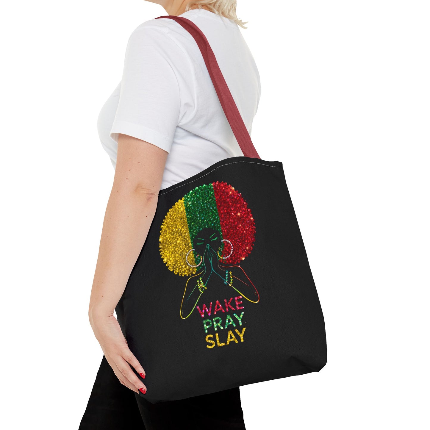 Wake Pray Slay Tote Bag | Inspirational Black Girl Tote | Motivational Tote Bag | Spiritual Everyday Carryall