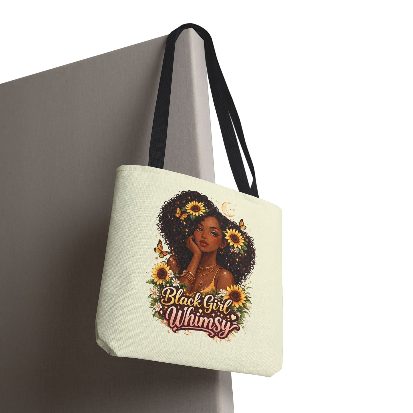 Black Girl Whimsy Tote Bag | Soft Girl Aesthetic Carryall | Cute Magical Graphic Tote for Women