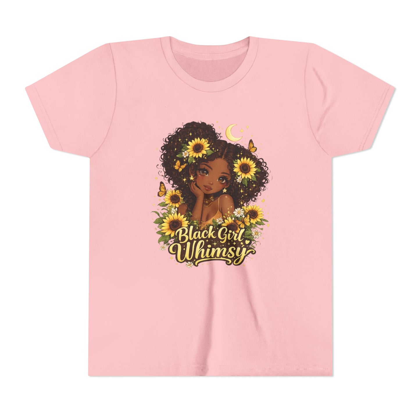 Youth Tee — "Black Girl Whimsy" Sunflower Graphic Kids T-Shirt