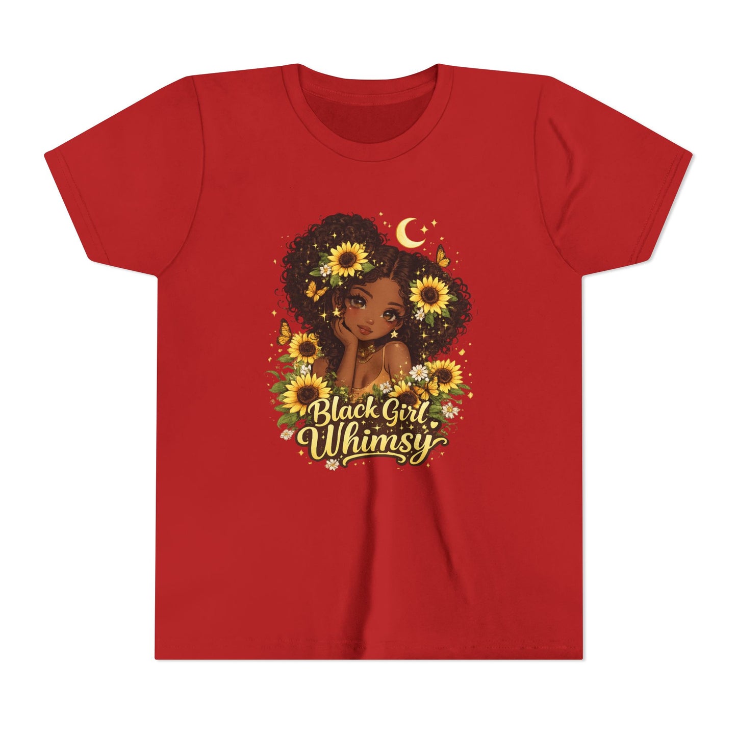 Youth Tee — "Black Girl Whimsy" Sunflower Graphic Kids T-Shirt