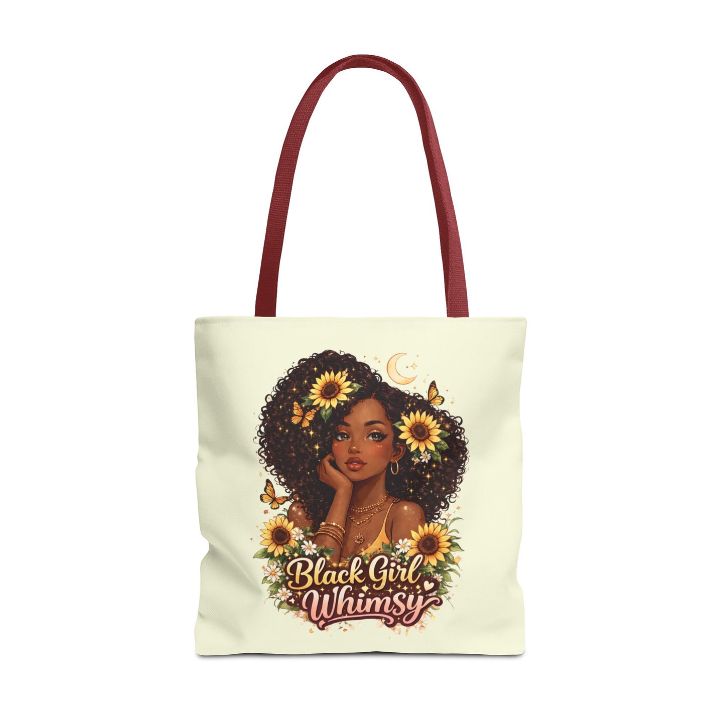 Black Girl Whimsy Tote Bag | Soft Girl Aesthetic Carryall | Cute Magical Graphic Tote for Women