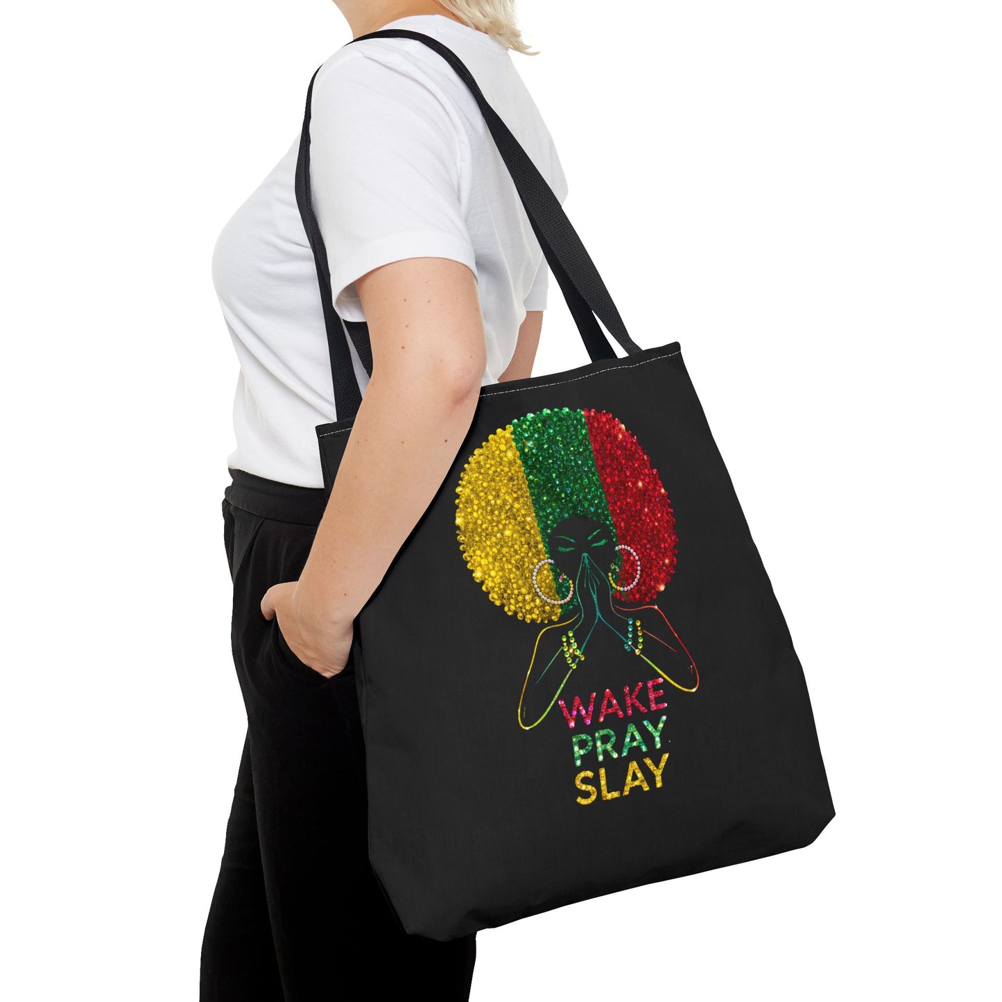 Wake Pray Slay Tote Bag | Inspirational Black Girl Tote | Motivational Tote Bag | Spiritual Everyday Carryall