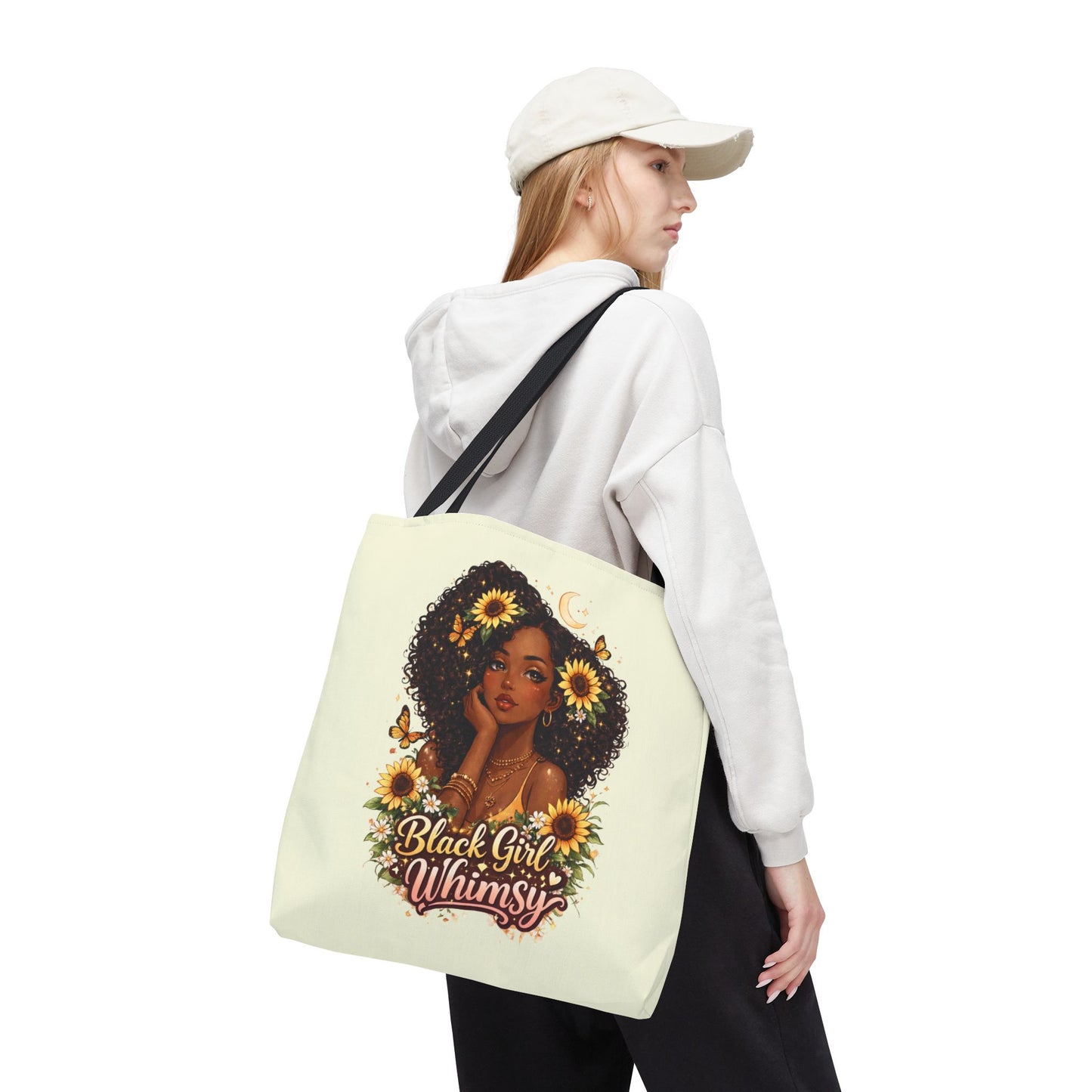 Black Girl Whimsy Tote Bag | Soft Girl Aesthetic Carryall | Cute Magical Graphic Tote for Women