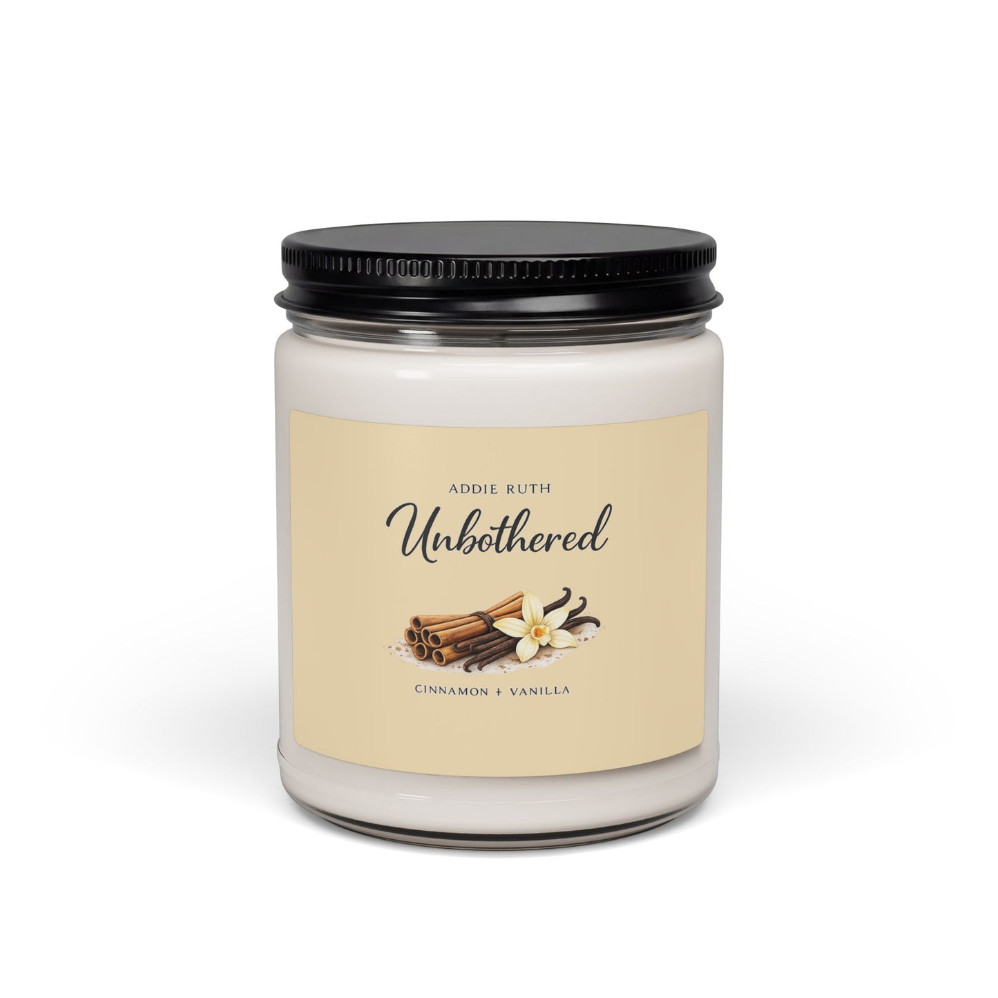 Unbothered Candle | Cinnamon + Vanilla Scented Soy Candle | Relaxing Luxe Candle | Cozy Home Decor Gift