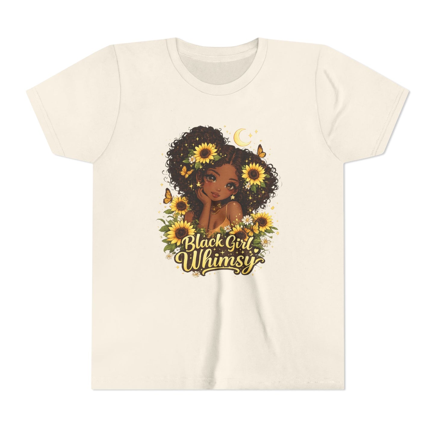 Youth Tee — "Black Girl Whimsy" Sunflower Graphic Kids T-Shirt