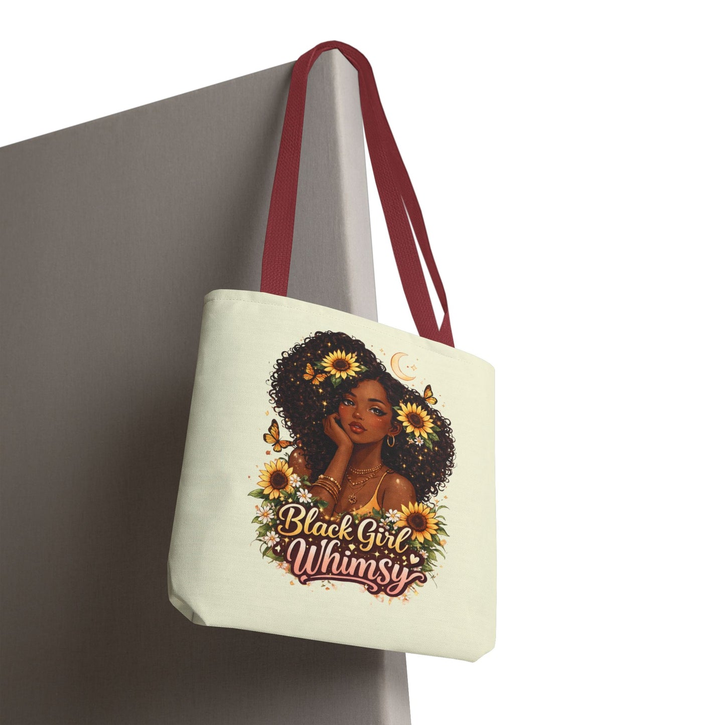 Black Girl Whimsy Tote Bag | Soft Girl Aesthetic Carryall | Cute Magical Graphic Tote for Women
